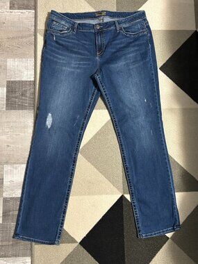 Kut from the Kloth Stevie Straight Leg Distressed Jeans Women's Size 16
